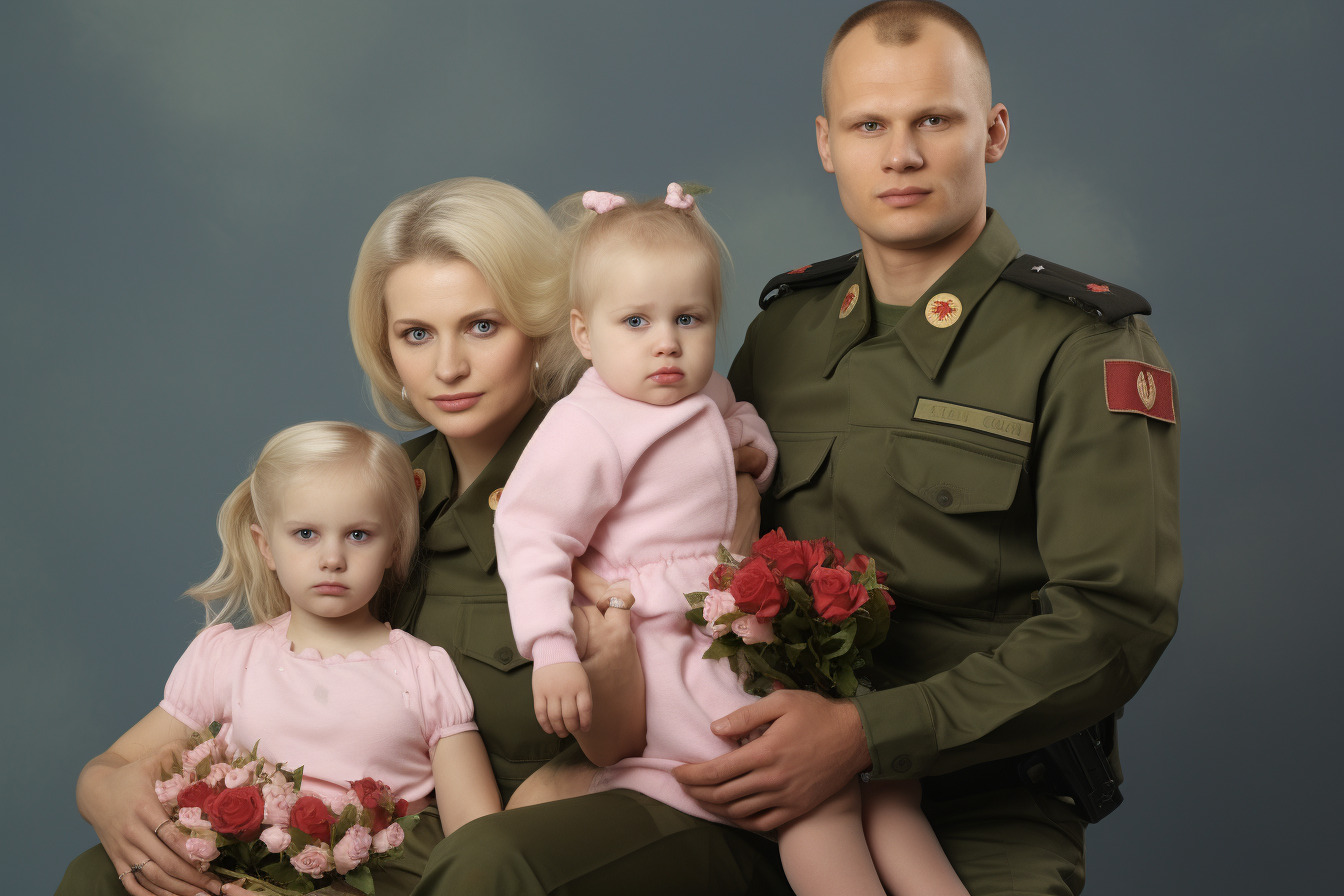 Midjourney Symbolbild russischer Soldat mit Familie