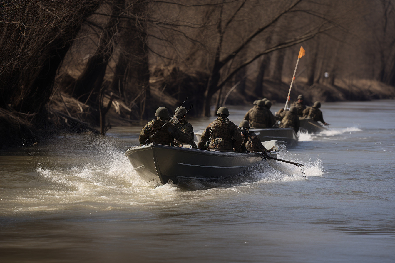 Midjourney Symbolbild Soldaten in Booten