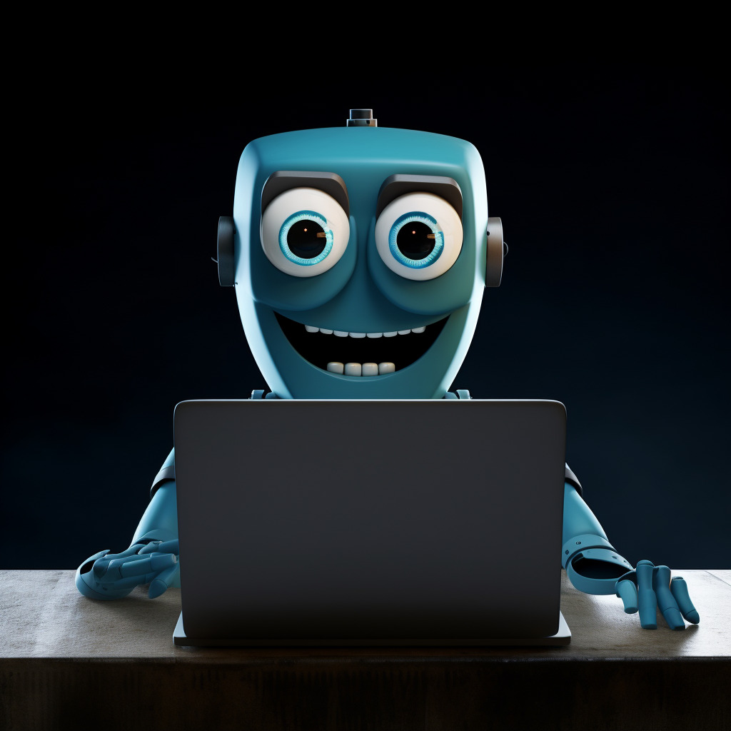 AI Robot, der Avatar des automatischen Autors, der Texte für AI Newsroom erstellt. Bild erstellt durch Midjourney.